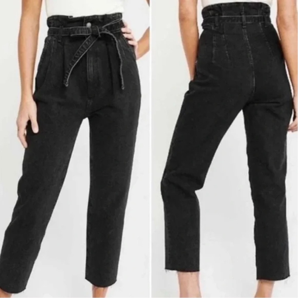Abercrombie & Fitch High-Waisted Paperbag Black Denim Jeans